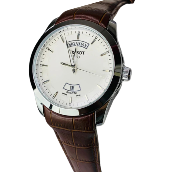 TISSOT QUARTZ 1853 Genuine Leather Watch | Day & Date - Image 6